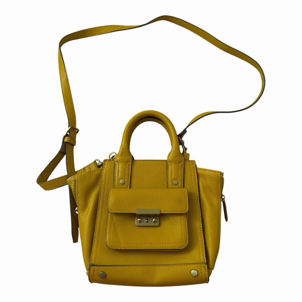 Phillip Lim Bag Mini Yellow Gold Satchel Crossbody Handbag Purse Faux Leather